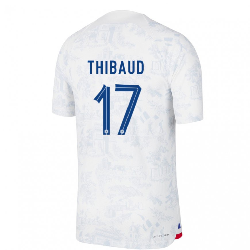 Kandiny Homme Maillot France Julie Thibaud #17 Blanc Bleu Tenues Extérieur 22-24 T-shirt