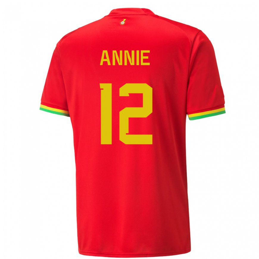 Kandiny Homme Maillot Ghana Henrietta Annie #12 Rouge Tenues Extérieur 22-24 T-shirt