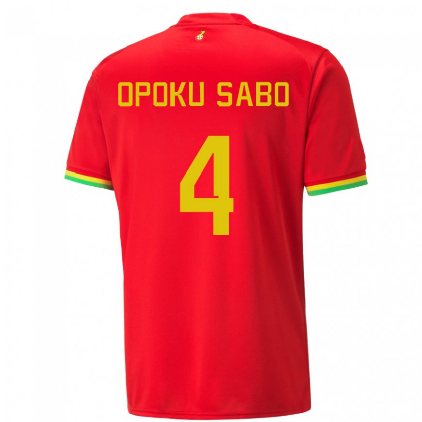 Kandiny Homme Maillot Ghana Alex Opoku Sabo #4 Rouge Tenues Extérieur 22-24 T-shirt