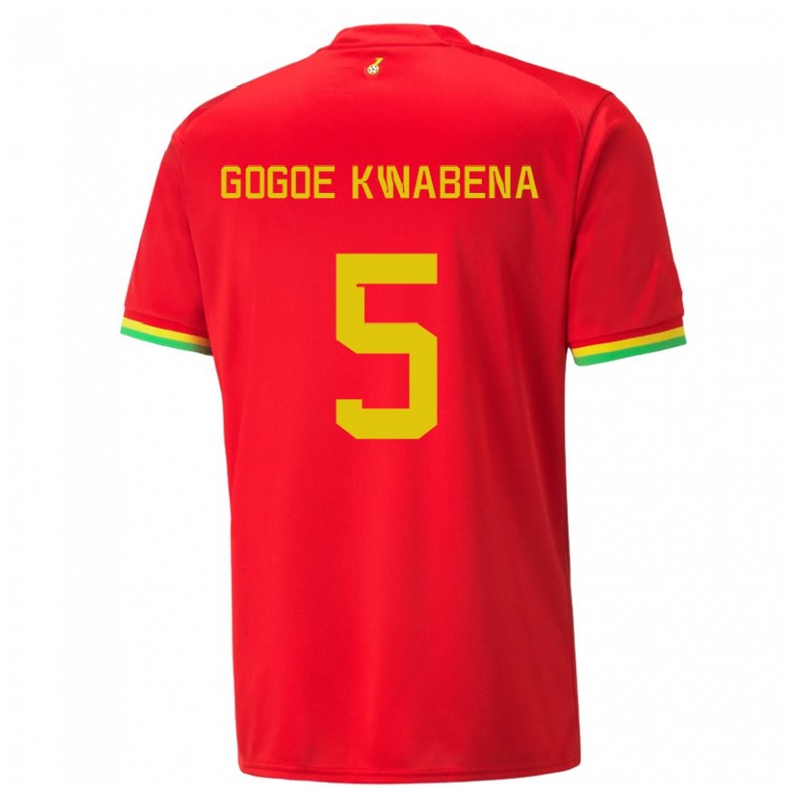 Kandiny Homme Maillot Ghana Boahen Gogoe Kwabena #5 Rouge Tenues Extérieur 22-24 T-shirt