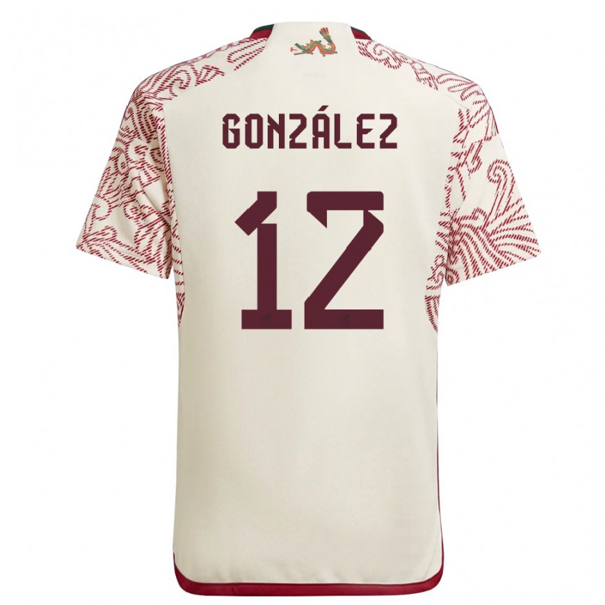 Kandiny Homme Maillot Mexique Itzel Gonzalez #12 Merveille Blanc Rouge Tenues Extérieur 22-24 T-shirt