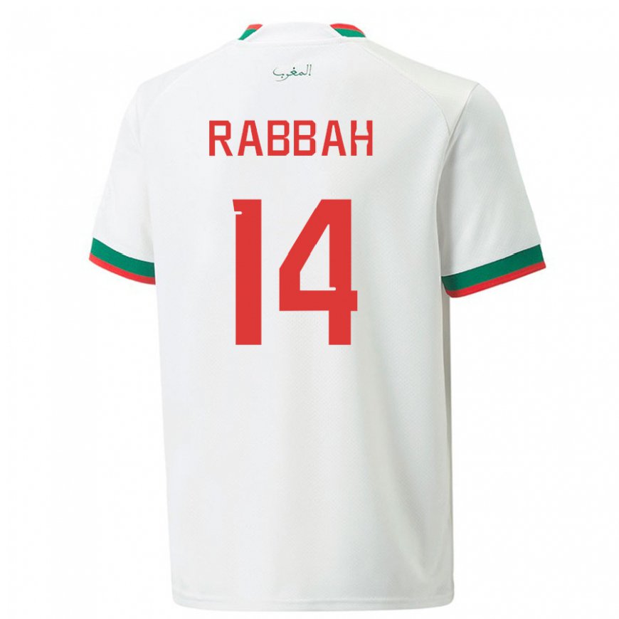Kandiny Homme Maillot Maroc Aziza Rabbah #14 Blanc Tenues Extérieur 22-24 T-shirt