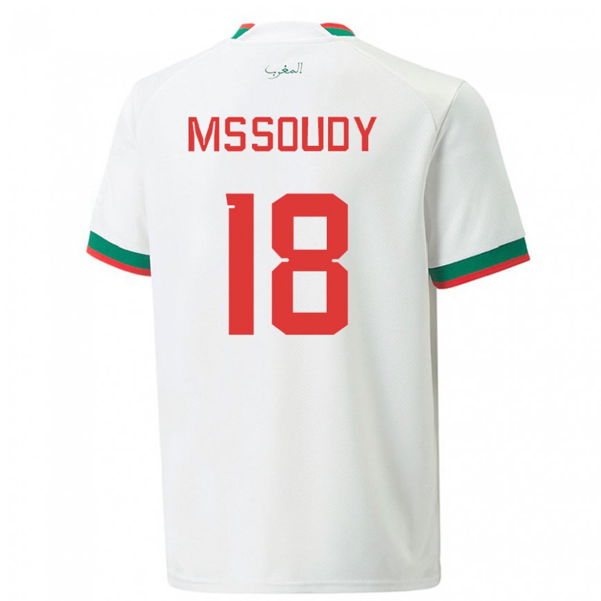 Kandiny Homme Maillot Maroc Sanaa Mssoudy #18 Blanc Tenues Extérieur 22-24 T-shirt