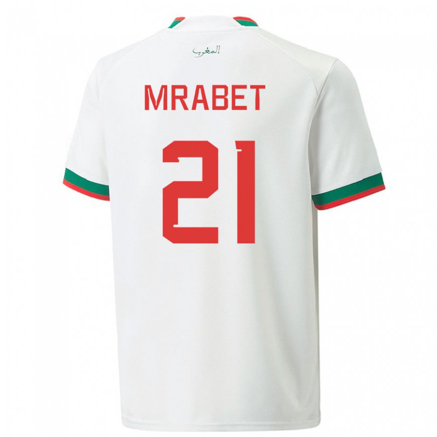 Kandiny Homme Maillot Maroc Yasmin Mrabet #21 Blanc Tenues Extérieur 22-24 T-shirt