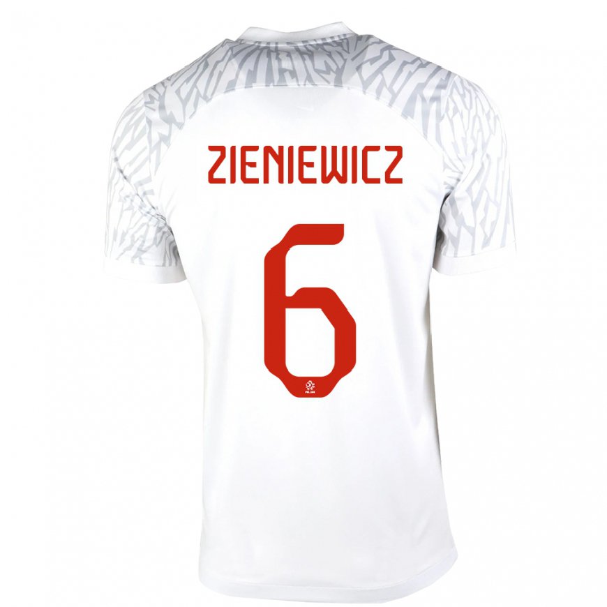 Kandiny Femme Maillot Pologne Wiktoria Zieniewicz #6 Blanc Tenues Domicile 22-24 T-shirt