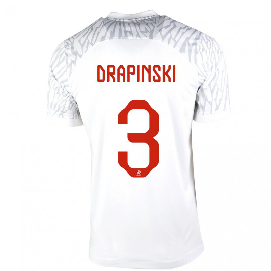 Kandiny Femme Maillot Pologne Igor Drapinski #3 Blanc Tenues Domicile 22-24 T-shirt