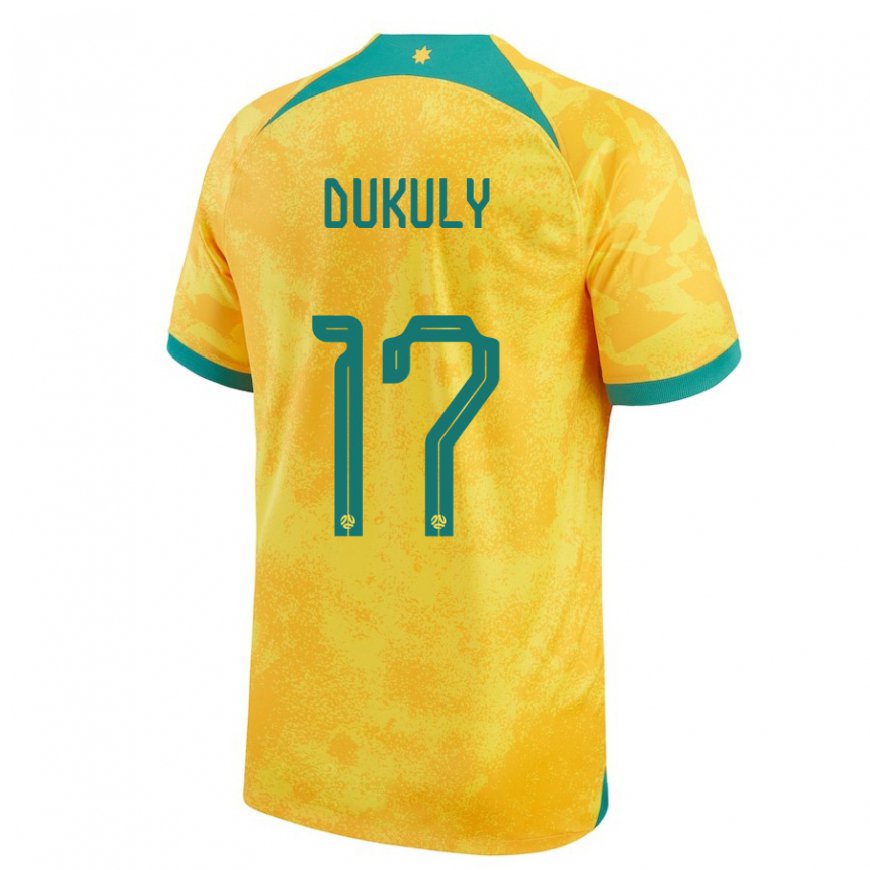 Kandiny Femme Maillot Australie Yaya Dukuly #17 Doré Tenues Domicile 22-24 T-shirt