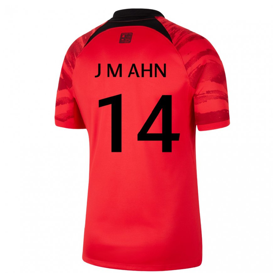 Kandiny Femme Maillot Corée Du Sud Ahn Ji Man #14 Rouge Noir Tenues Domicile 22-24 T-shirt