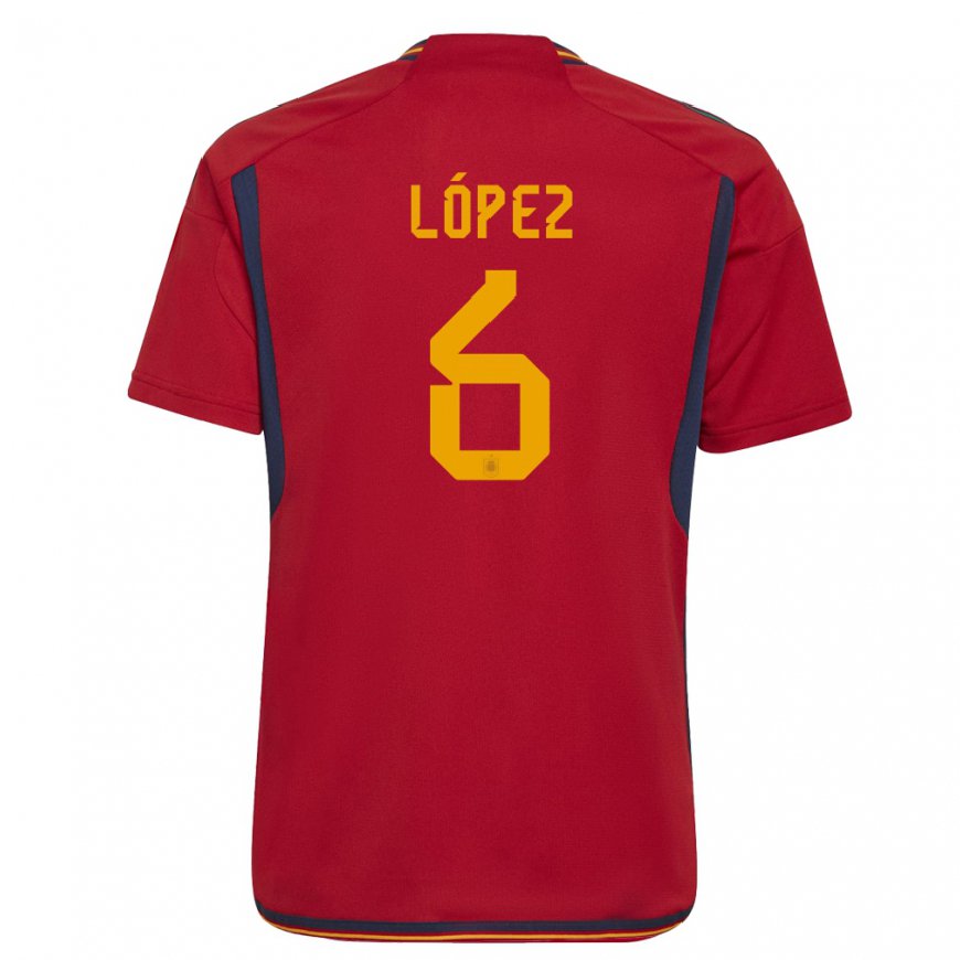Kandiny Femme Maillot Espagne Maitane Lopez #6 Rouge Tenues Domicile 22-24 T-shirt