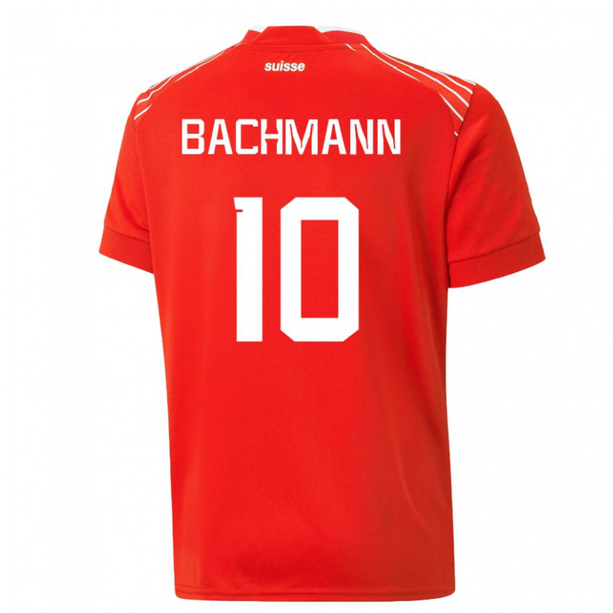 Kandiny Femme Maillot Suisse Ramona Bachmann #10 Rouge Tenues Domicile 22-24 T-shirt