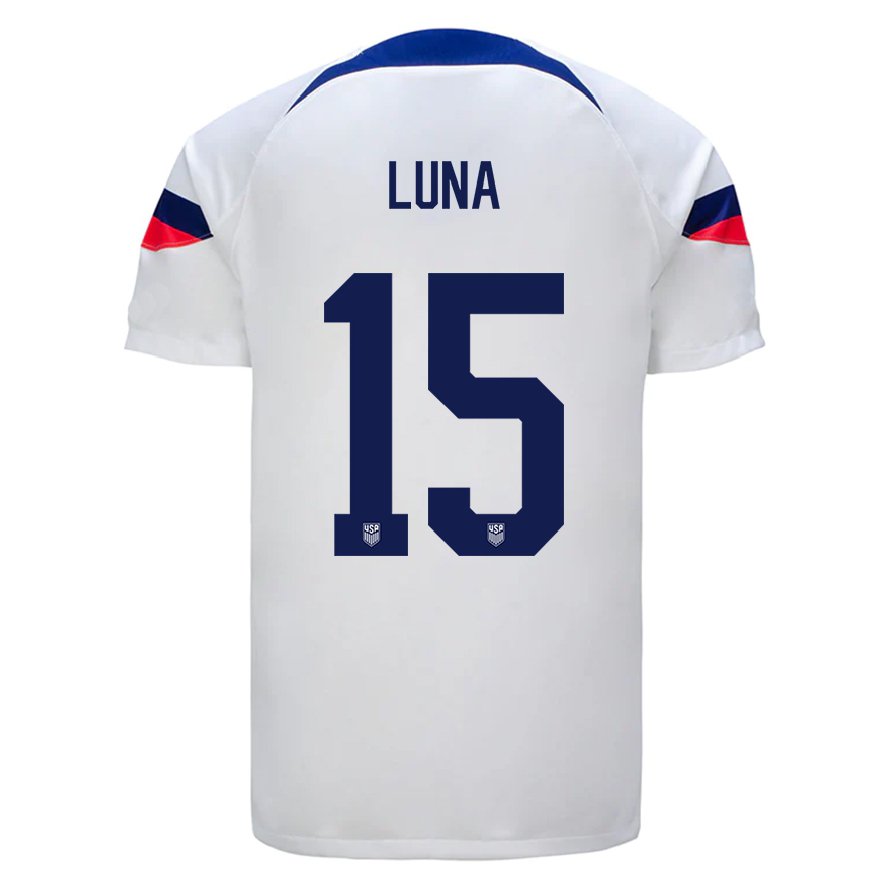 Kandiny Femme Maillot États-unis Diego Luna #15 Blanc Tenues Domicile 22-24 T-shirt