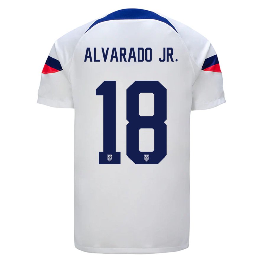 Kandiny Femme Maillot États-unis Alejandro Alvarado Jr #18 Blanc Tenues Domicile 22-24 T-shirt
