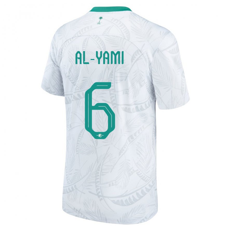 Kandiny Femme Maillot Arabie Saoudite Mohammed Al Yami #6 Blanc Tenues Domicile 22-24 T-shirt