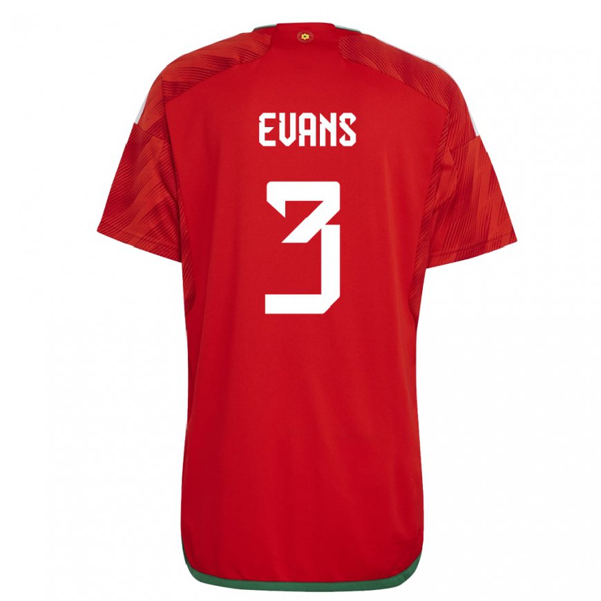 Kandiny Femme Maillot Pays De Galles Gemma Evans #3 Rouge Tenues Domicile 22-24 T-shirt