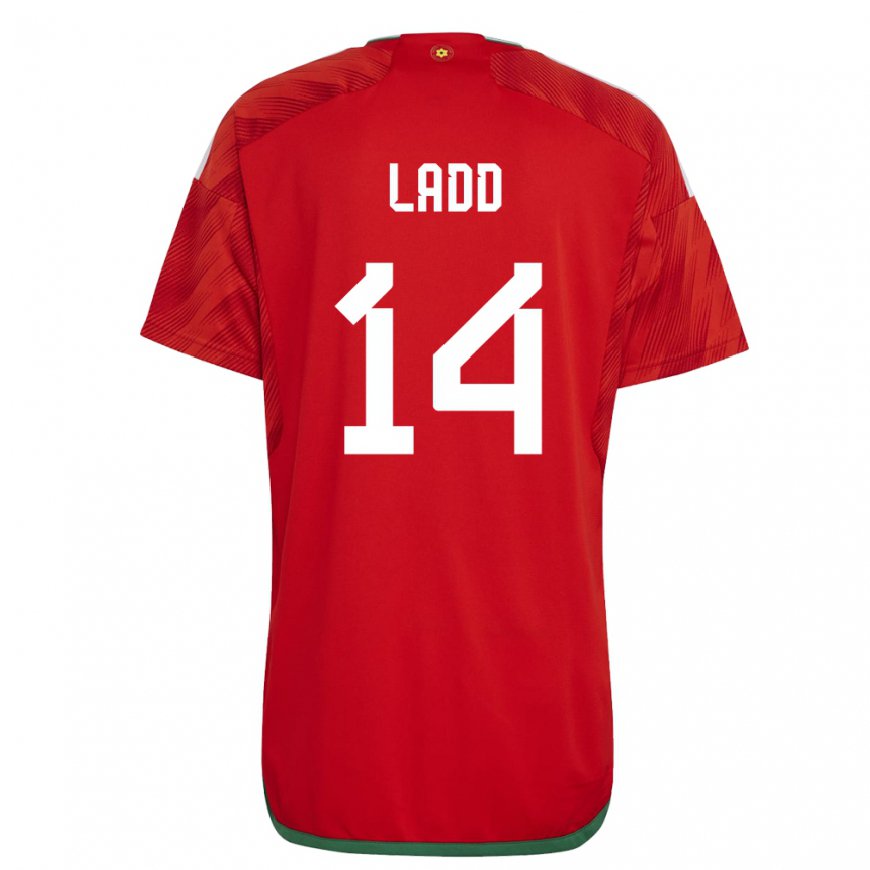 Kandiny Femme Maillot Pays De Galles Hayley Ladd #14 Rouge Tenues Domicile 22-24 T-shirt