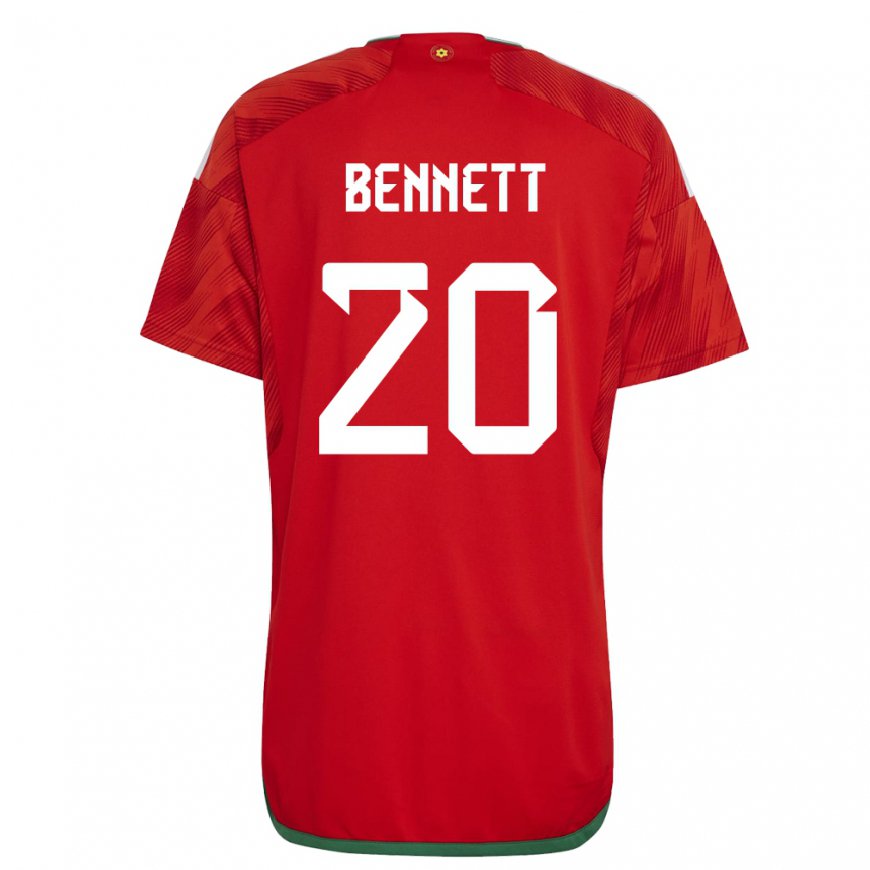Kandiny Femme Maillot Pays De Galles Aaron Bennett #20 Rouge Tenues Domicile 22-24 T-shirt