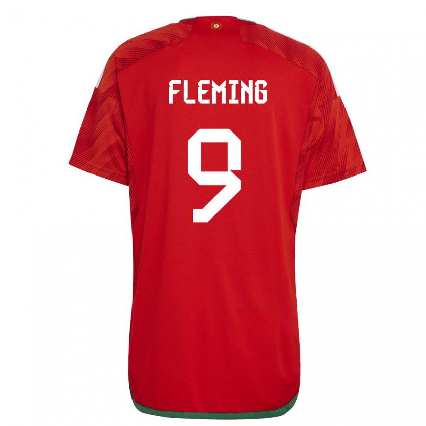 Kandiny Femme Maillot Pays De Galles Cole Fleming #9 Rouge Tenues Domicile 22-24 T-shirt