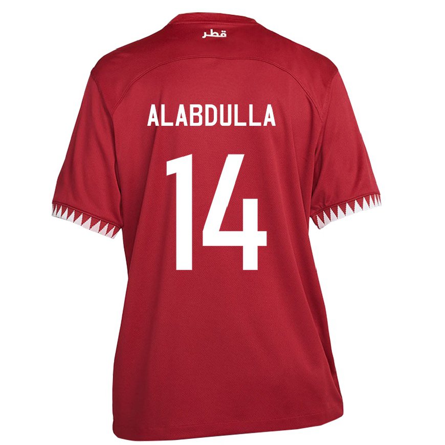 Kandiny Femme Maillot Qatar Moudhi Alabdulla #14 Bordeaux Tenues Domicile 22-24 T-shirt