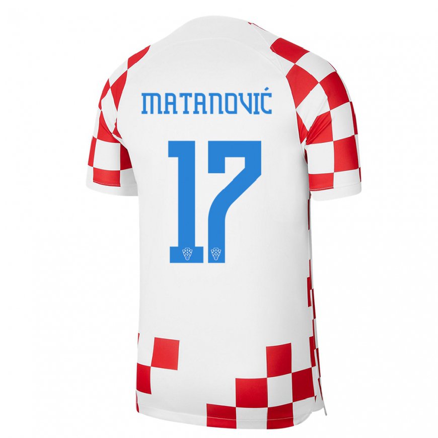 Kandiny Femme Maillot Croatie Igor Matanovic #17 Rouge Blanc Tenues Domicile 22-24 T-shirt