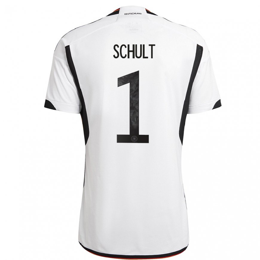 Kandiny Femme Maillot Allemagne Almuth Schult #1 Blanc Noir Tenues Domicile 22-24 T-shirt