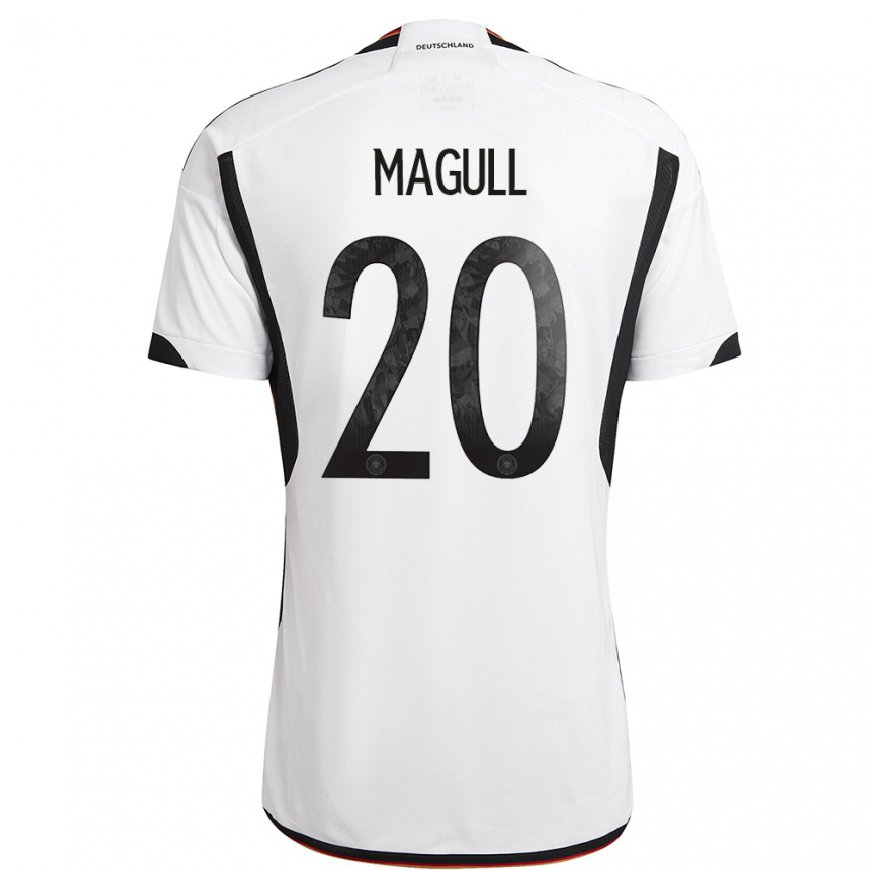 Kandiny Femme Maillot Allemagne Lina Magull #20 Blanc Noir Tenues Domicile 22-24 T-shirt