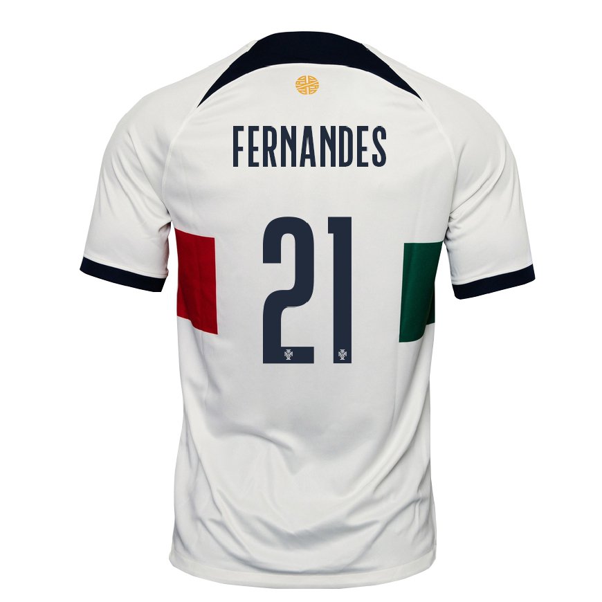 Kandiny Femme Maillot Portugal Mateus Fernandes #21 Blanc Tenues Extérieur 22-24 T-shirt