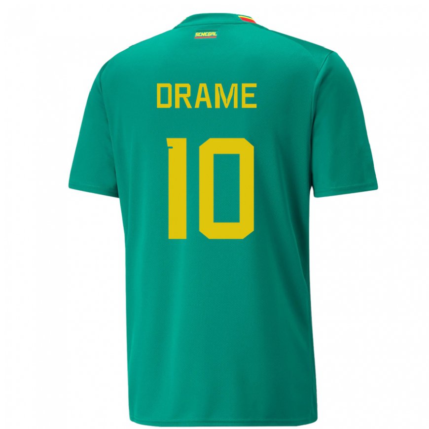 Kandiny Femme Maillot Sénégal Ibrahima Drame #10 Vert Tenues Extérieur 22-24 T-shirt