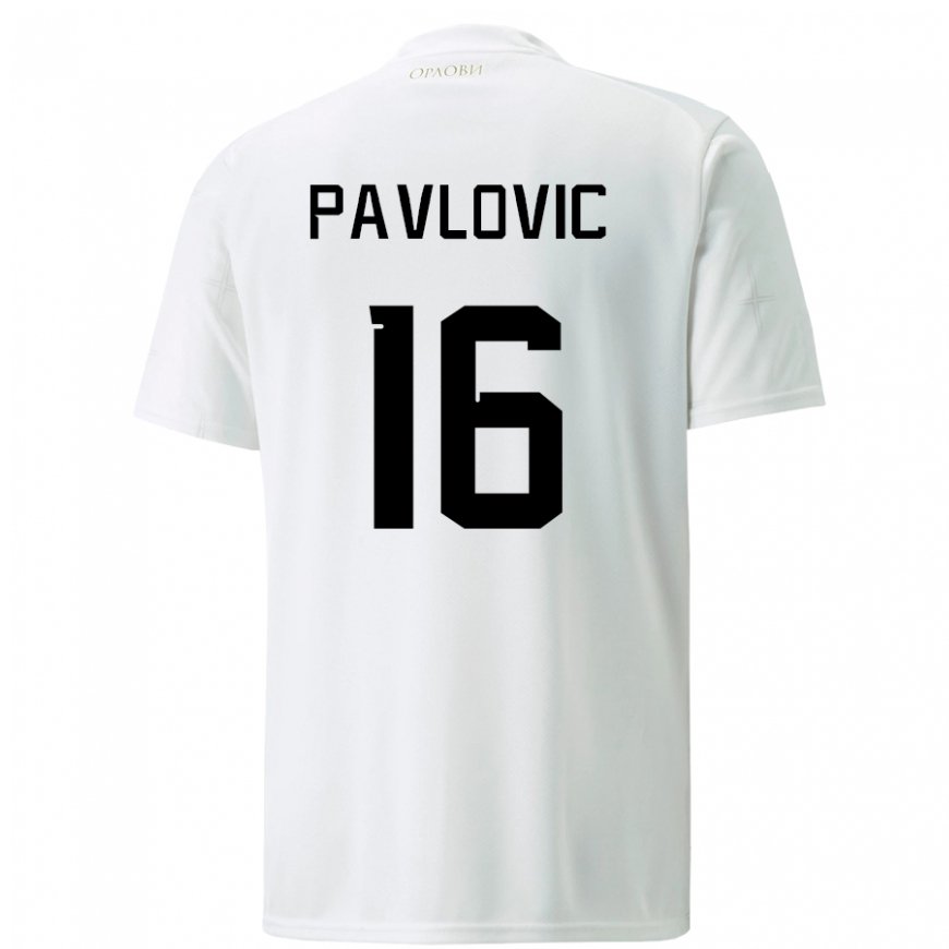 Kandiny Femme Maillot Serbie Sara Pavlovic #16 Blanc Tenues Extérieur 22-24 T-shirt