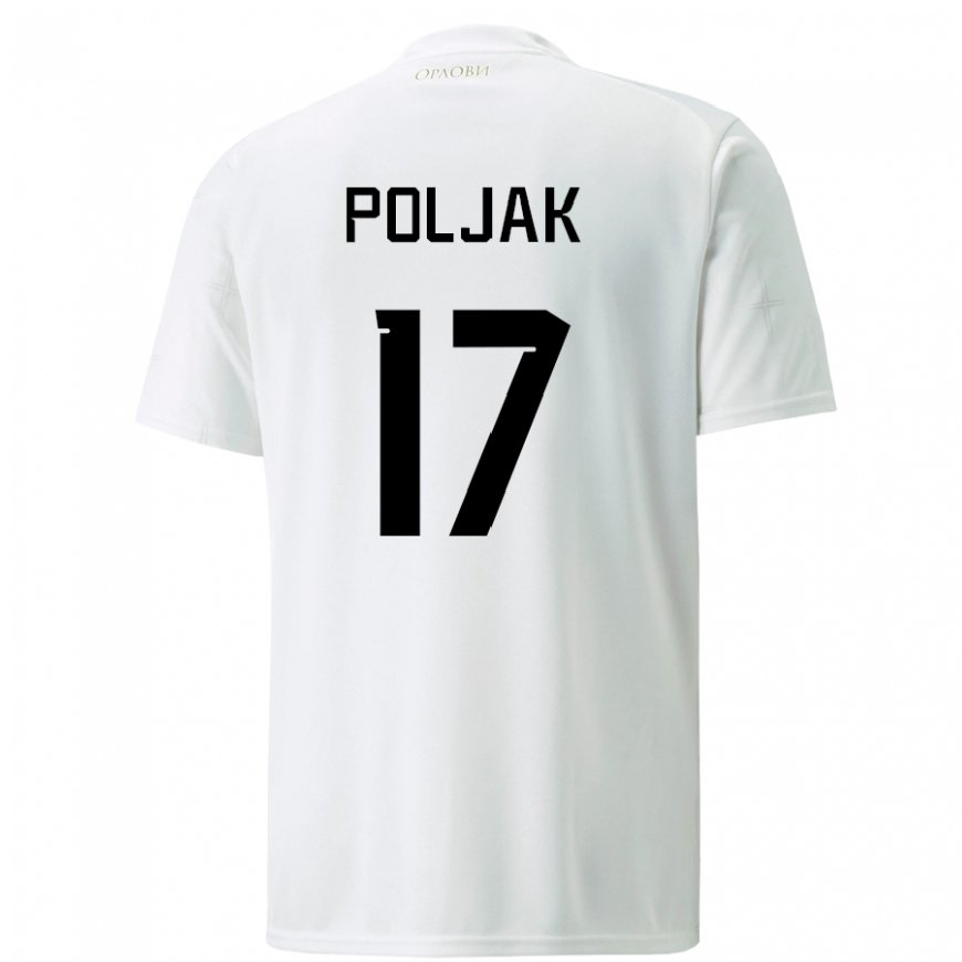Kandiny Femme Maillot Serbie Allegra Poljak #17 Blanc Tenues Extérieur 22-24 T-shirt
