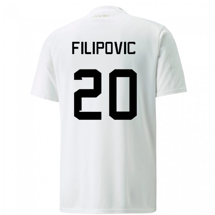 Kandiny Femme Maillot Serbie Tijana Filipovic #20 Blanc Tenues Extérieur 22-24 T-shirt