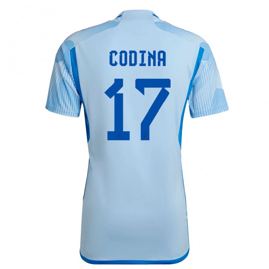 Kandiny Femme Maillot Espagne Laia Codina #17 Bleu Ciel Tenues Extérieur 22-24 T-shirt