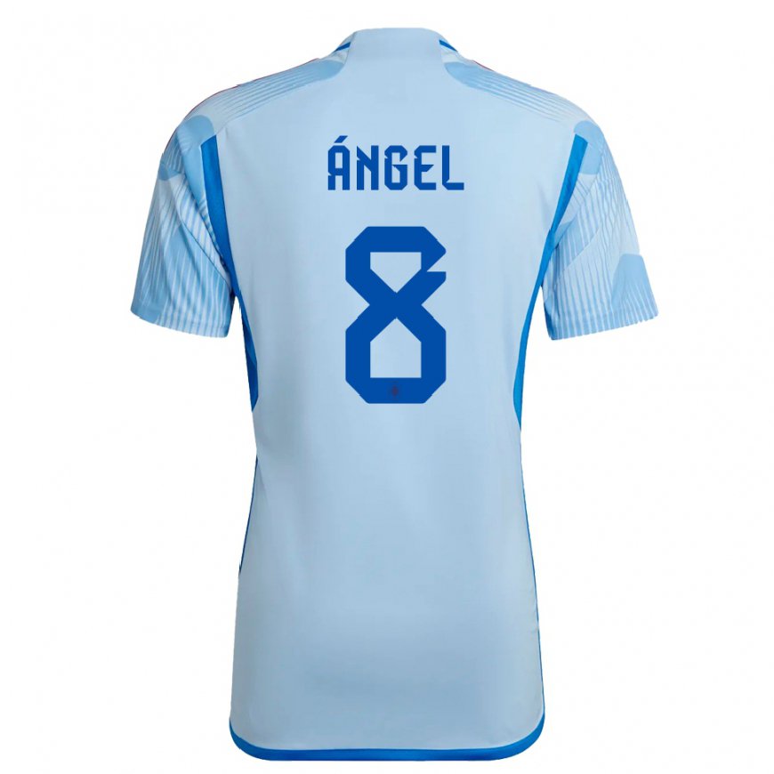 Kandiny Femme Maillot Espagne Manuel Angel #8 Bleu Ciel Tenues Extérieur 22-24 T-shirt