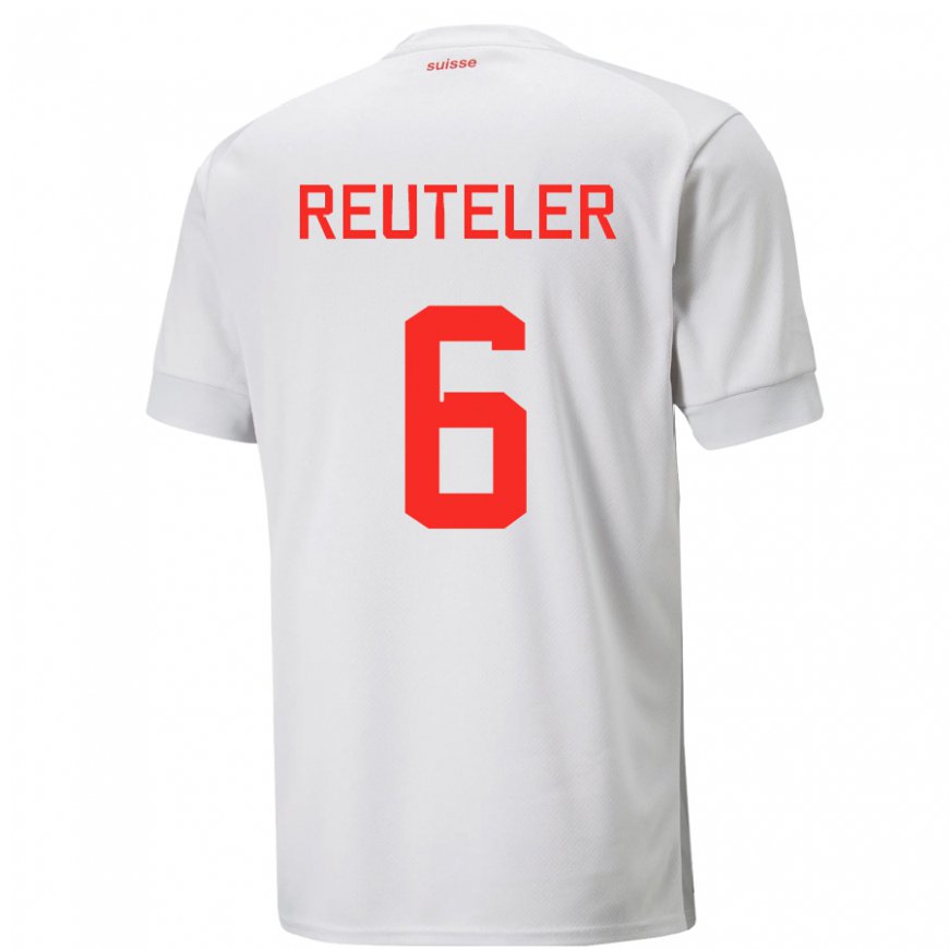 Kandiny Femme Maillot Suisse Geraldine Reuteler #6 Blanc Tenues Extérieur 22-24 T-shirt