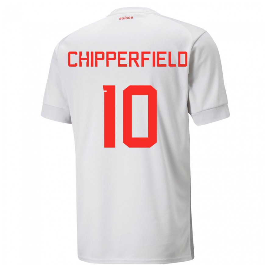 Kandiny Femme Maillot Suisse Liam Chipperfield #10 Blanc Tenues Extérieur 22-24 T-shirt
