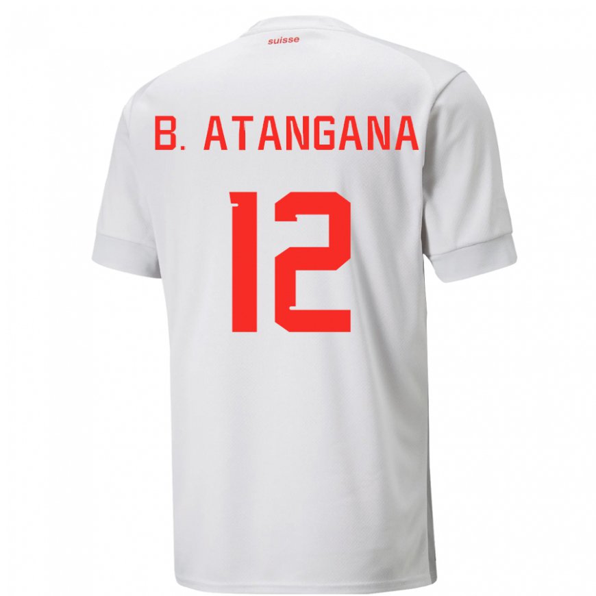 Kandiny Femme Maillot Suisse Brian Ernest Atangana #12 Blanc Tenues Extérieur 22-24 T-shirt