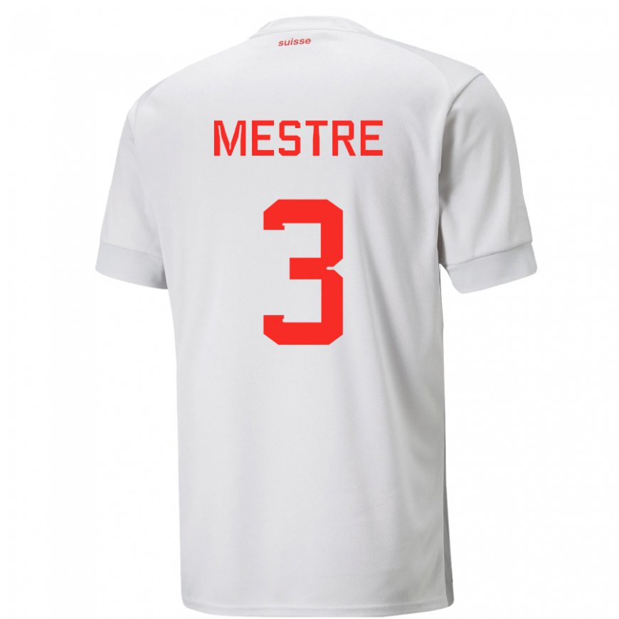 Kandiny Femme Maillot Suisse Luis Mestre #3 Blanc Tenues Extérieur 22-24 T-shirt
