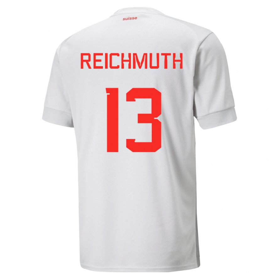 Kandiny Femme Maillot Suisse Miguel Reichmuth #13 Blanc Tenues Extérieur 22-24 T-shirt