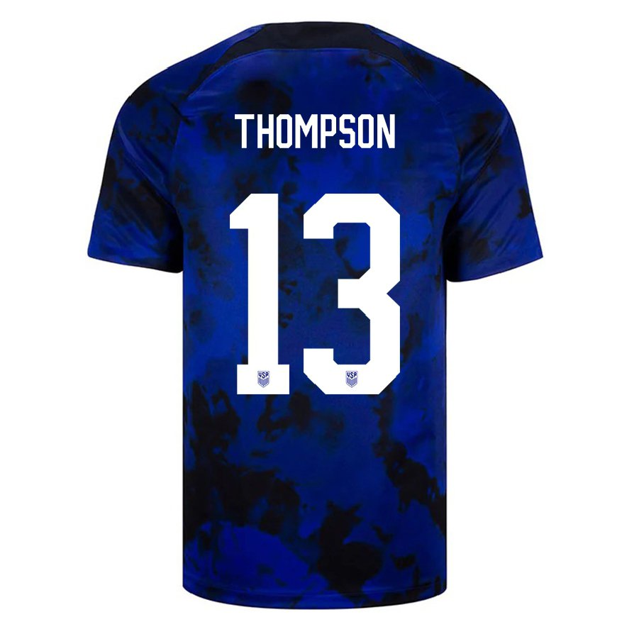 Kandiny Femme Maillot États-unis Alyssa Thompson #13 Bleu Royal Tenues Extérieur 22-24 T-shirt