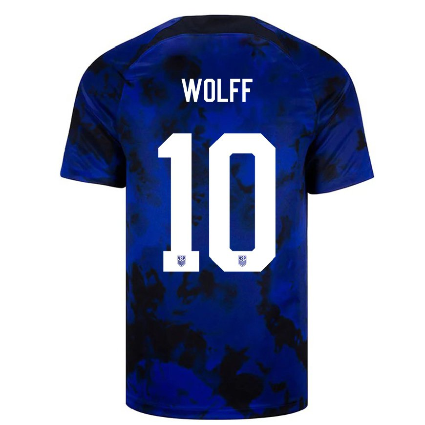 Kandiny Femme Maillot États-unis Owen Wolff #10 Bleu Royal Tenues Extérieur 22-24 T-shirt