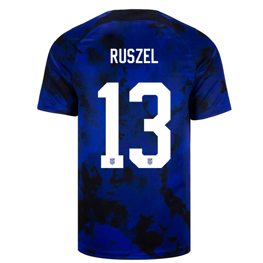 Kandiny Femme Maillot États-unis Marcel Ruszel #13 Bleu Royal Tenues Extérieur 22-24 T-shirt