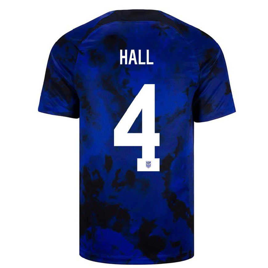 Kandiny Femme Maillot États-unis Tyler Hall #4 Bleu Royal Tenues Extérieur 22-24 T-shirt