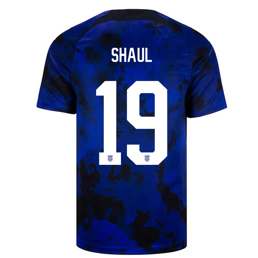 Kandiny Femme Maillot États-unis Ian Shaul #19 Bleu Royal Tenues Extérieur 22-24 T-shirt