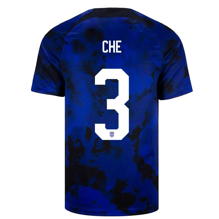 Kandiny Femme Maillot États-unis Justin Che #3 Bleu Royal Tenues Extérieur 22-24 T-shirt