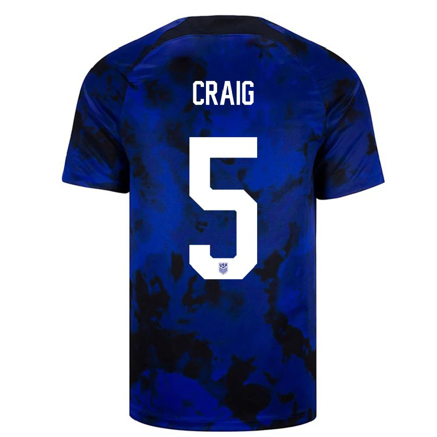 Kandiny Femme Maillot États-unis Brandan Craig #5 Bleu Royal Tenues Extérieur 22-24 T-shirt