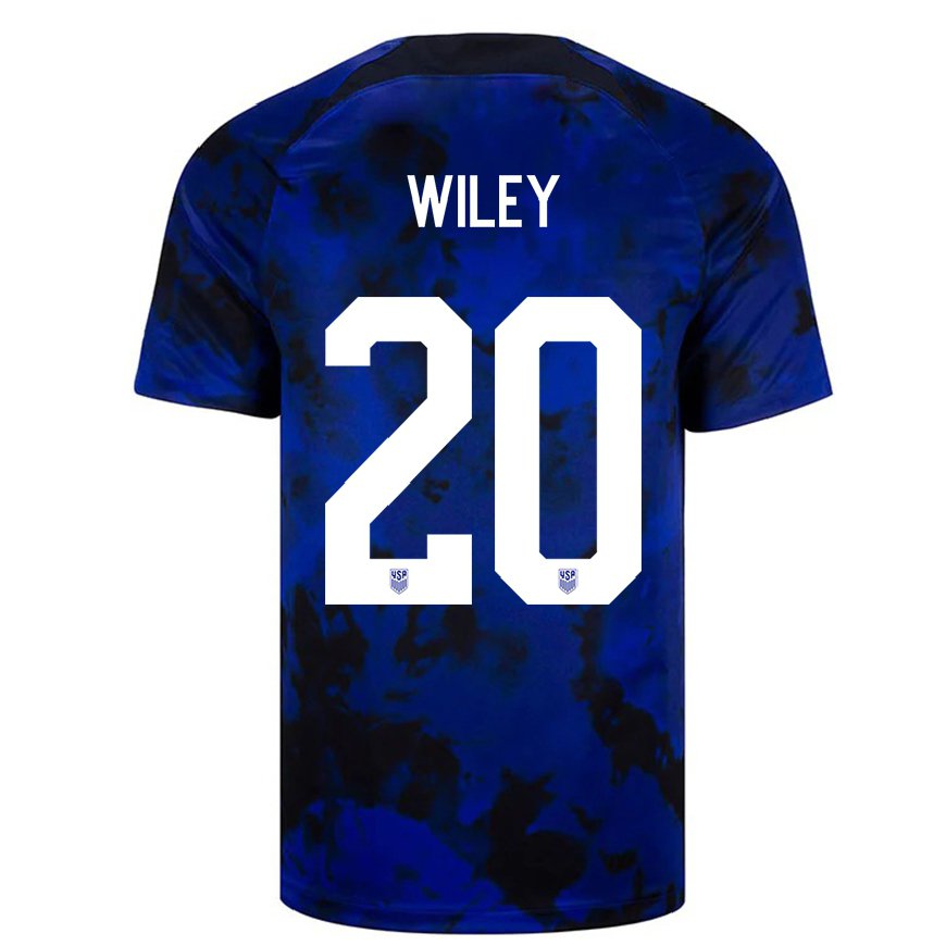 Kandiny Femme Maillot États-unis Caleb Wiley #20 Bleu Royal Tenues Extérieur 22-24 T-shirt