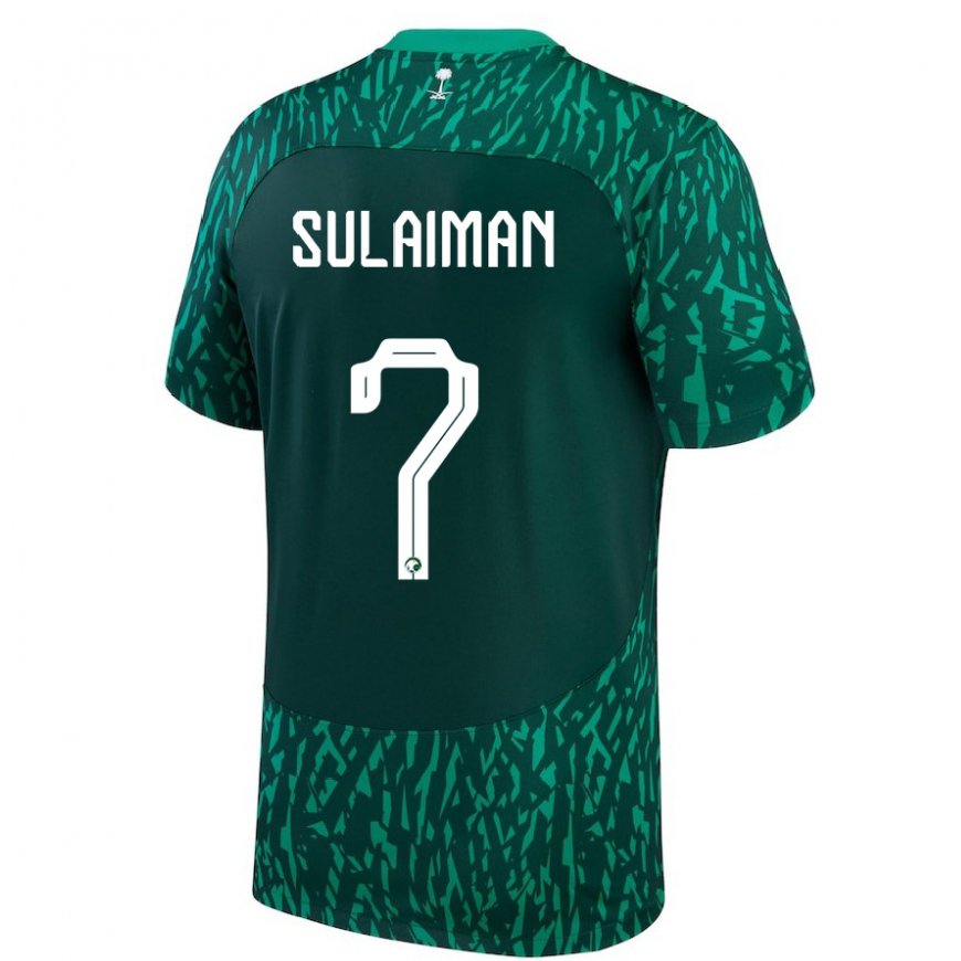 Kandiny Femme Maillot Arabie Saoudite Mohammed Sulaiman #7 Vert Foncé Tenues Extérieur 22-24 T-shirt