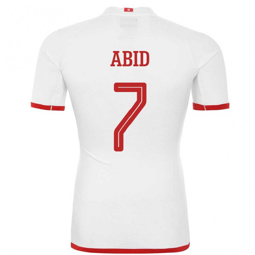 Kandiny Femme Maillot Tunisie Aziz Abid #7 Blanc Tenues Extérieur 22-24 T-shirt