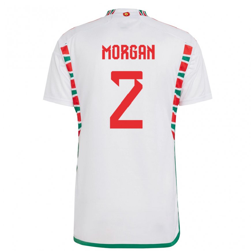 Kandiny Femme Maillot Pays De Galles Ffion Morgan #2 Blanc Tenues Extérieur 22-24 T-shirt