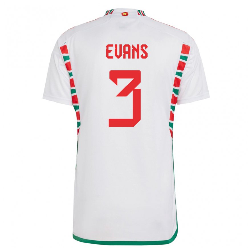 Kandiny Femme Maillot Pays De Galles Gemma Evans #3 Blanc Tenues Extérieur 22-24 T-shirt