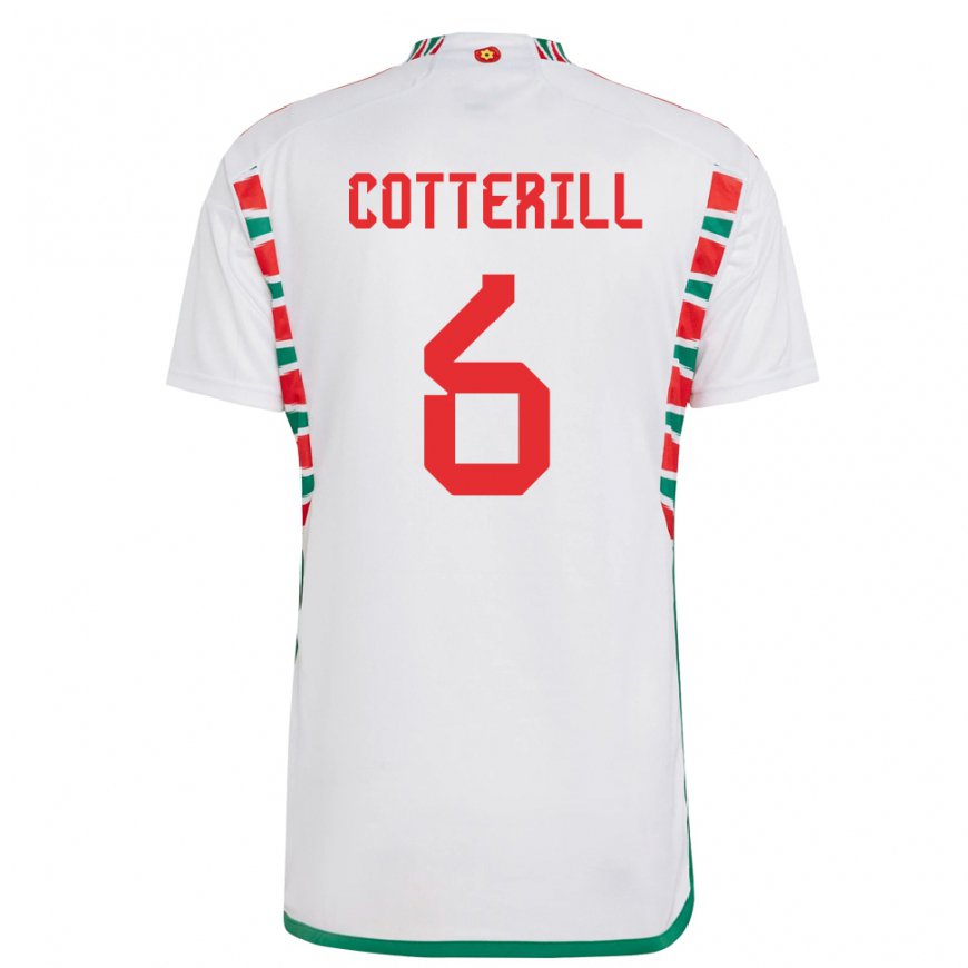 Kandiny Femme Maillot Pays De Galles Joel Cotterill #6 Blanc Tenues Extérieur 22-24 T-shirt